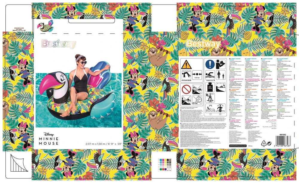 Bestway Pripučiamas plaustas Disney Minnie Mouse Fashion Toucan, 150x207 cm