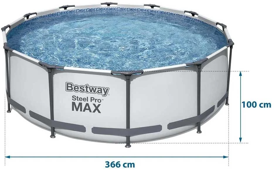 „BestWay Pool Steel Pro MAX“ baseino komplektas, apvalus, 366 x 100 cm