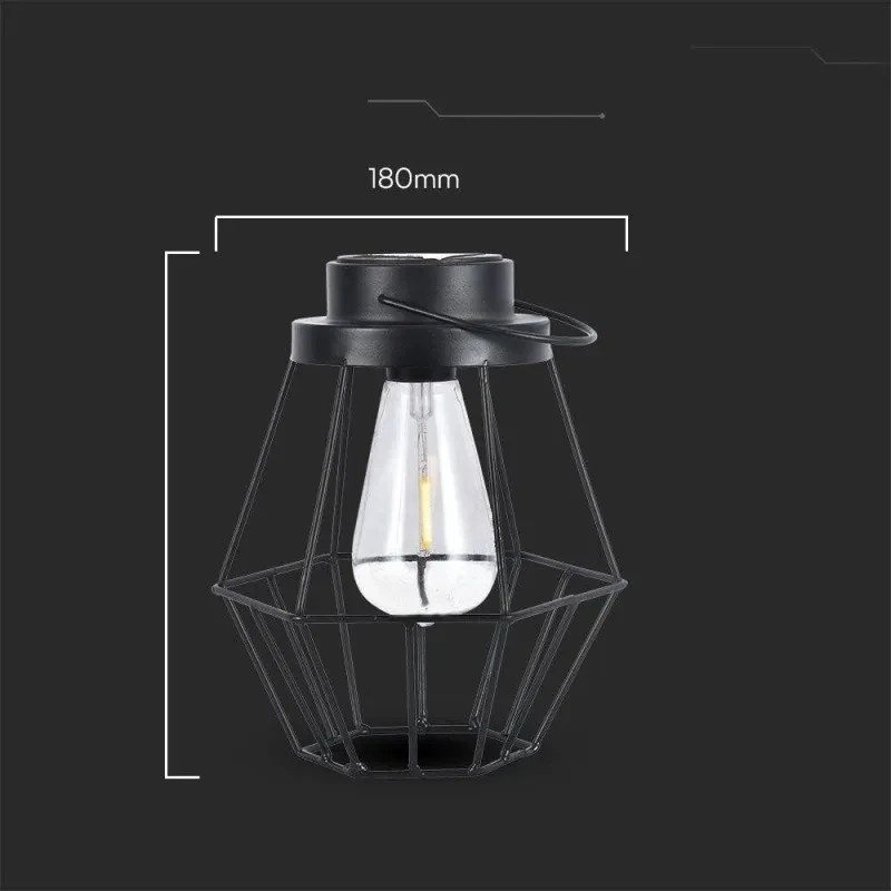 Bez Marki 0,5W LED įkraunamas šviestuvas su saulės baterija, juodas, 2700K, belaidis