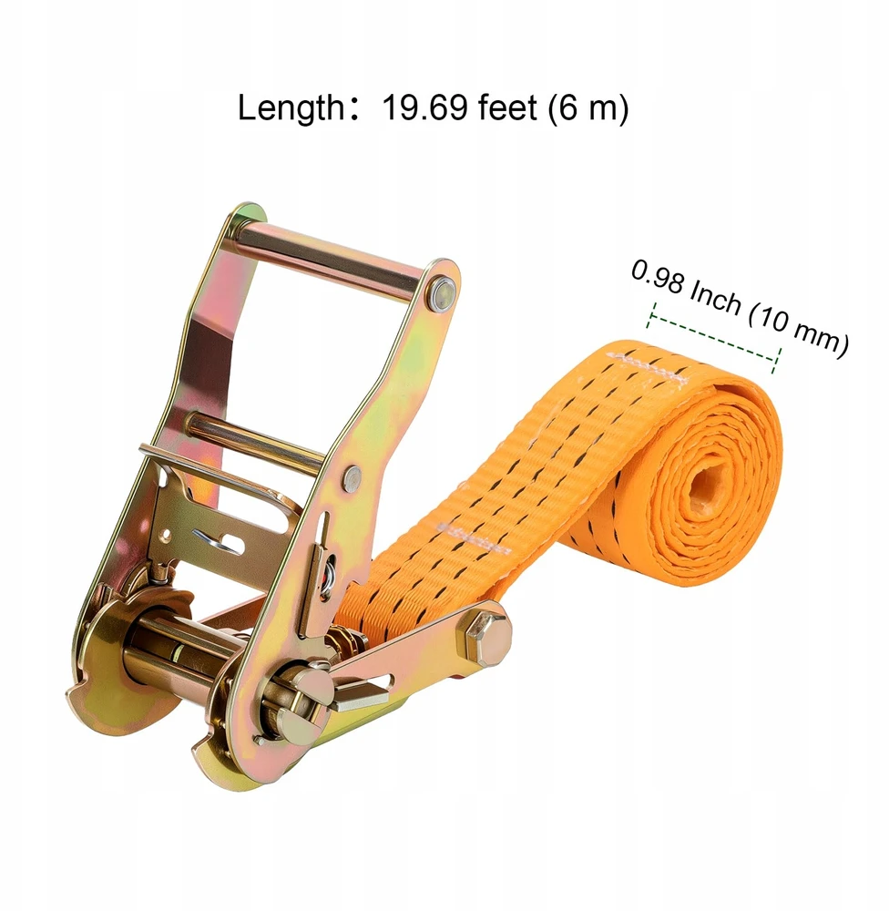 Bez Marki 10 Tvirtinimo Diržų Rinkinys Su Sagtimi 6 M X 25 Mm Apkrova 800 Kg Oranžinė
