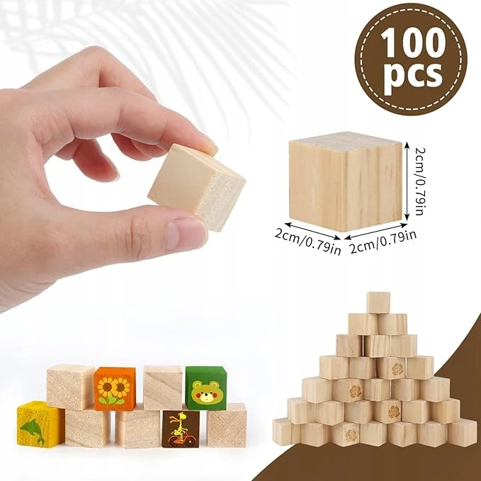 Bez Marki 100X MEDINIŲ KUBŲ BLOKŲ DIY, DIY DIY, DIYMAS