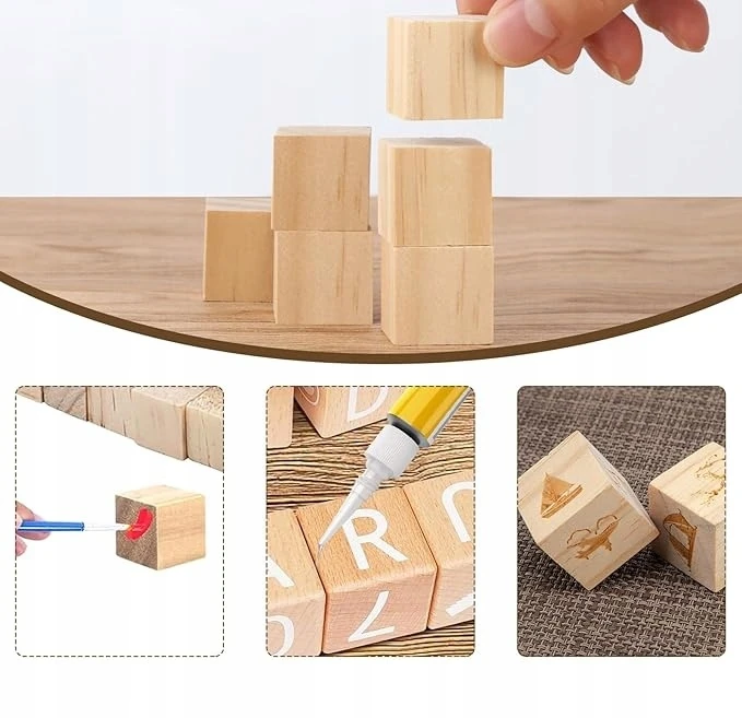 Bez Marki 100X MEDINIŲ KUBŲ BLOKŲ DIY, DIY DIY, DIYMAS