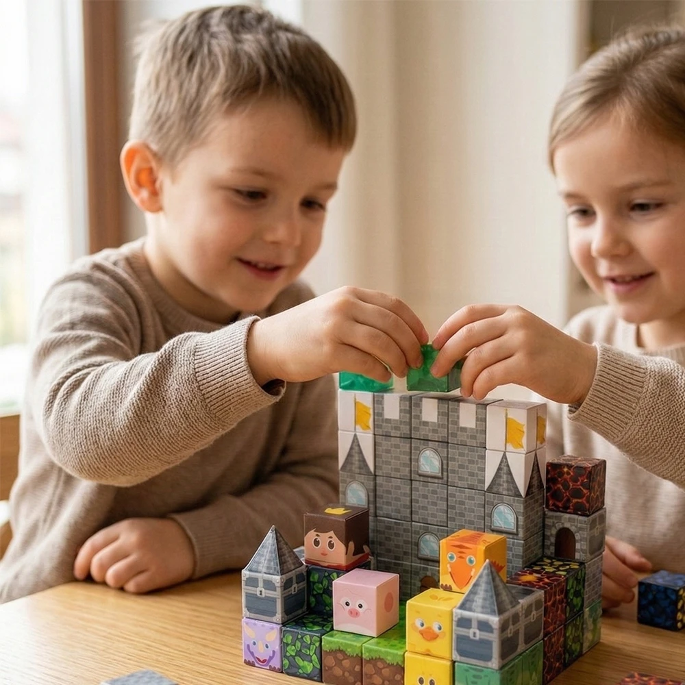 Bez Marki 200vnt + 10 figūrėlių MAGNETINIŲ BLOKŲ KUBAS kaip dovana vaikams