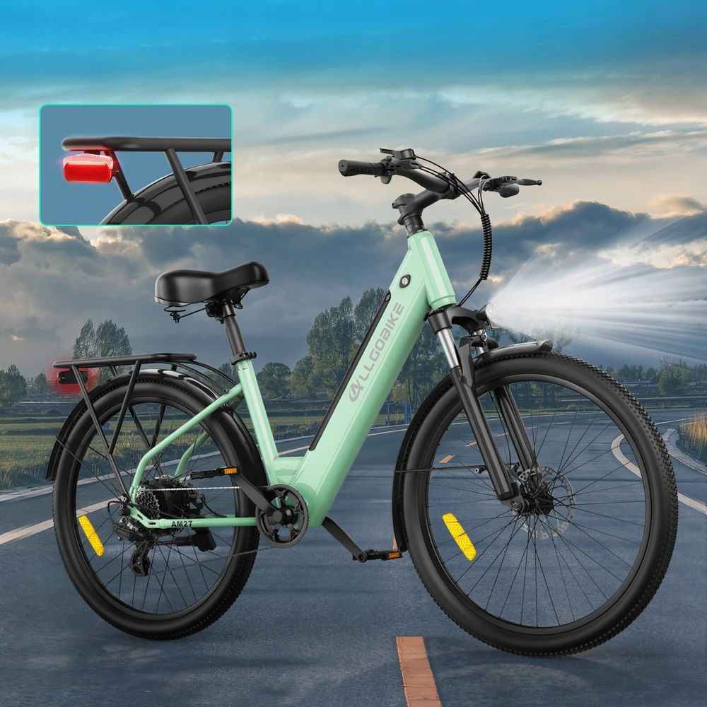 Bez Marki 2026 m. ALLGOBIKE AM27 elektrinis dviratis 250W 15AH 100KM 27,5" City PL