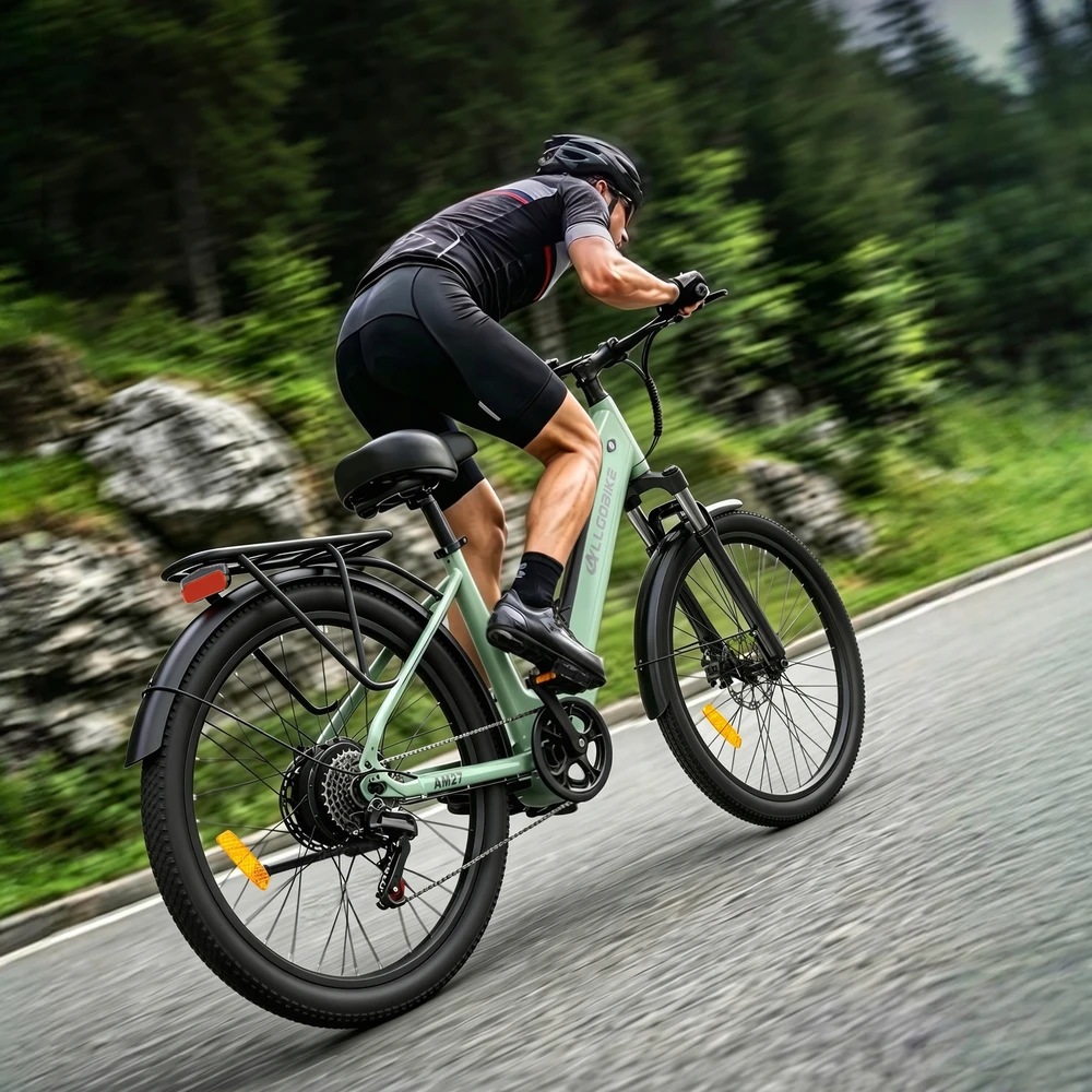 Bez Marki 2026 m. ALLGOBIKE AM27 elektrinis dviratis 250W 15AH 100KM 27,5" City PL