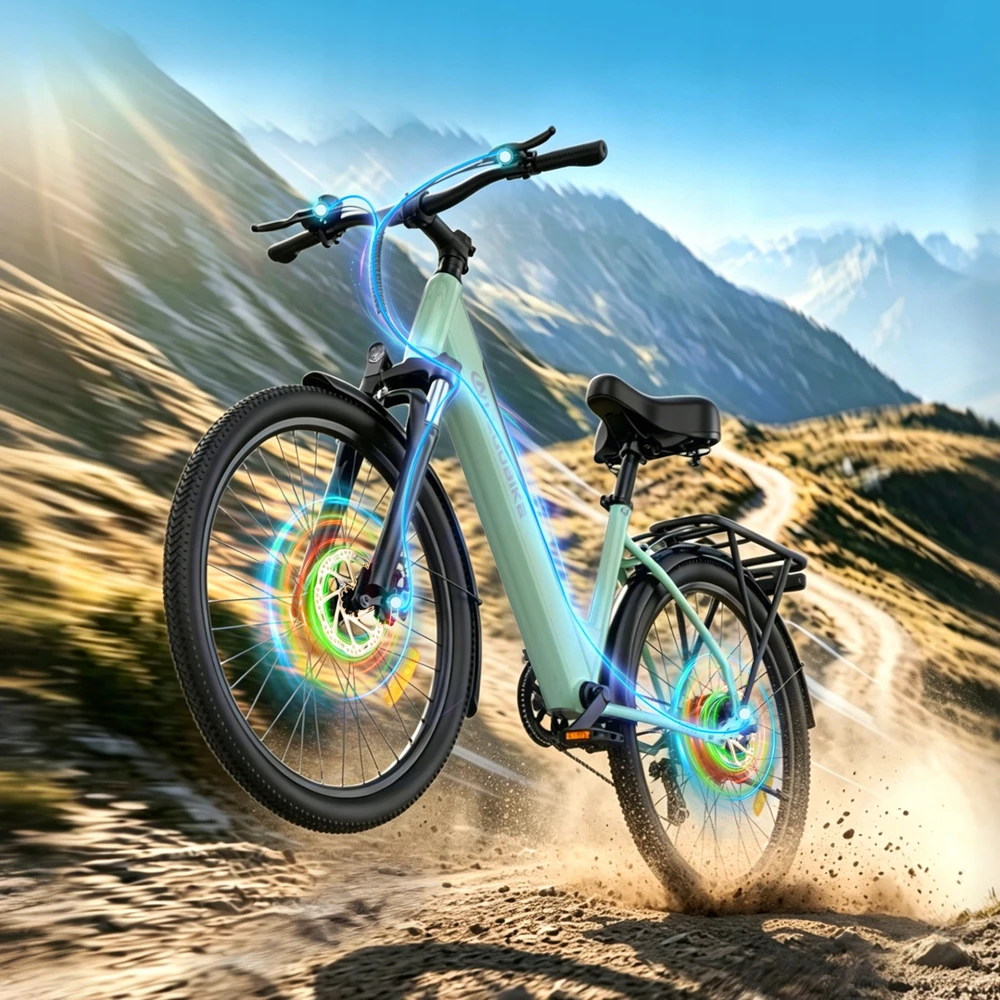 Bez Marki 2026 m. ALLGOBIKE AM27 elektrinis dviratis 250W 15AH 100KM 27,5" City PL