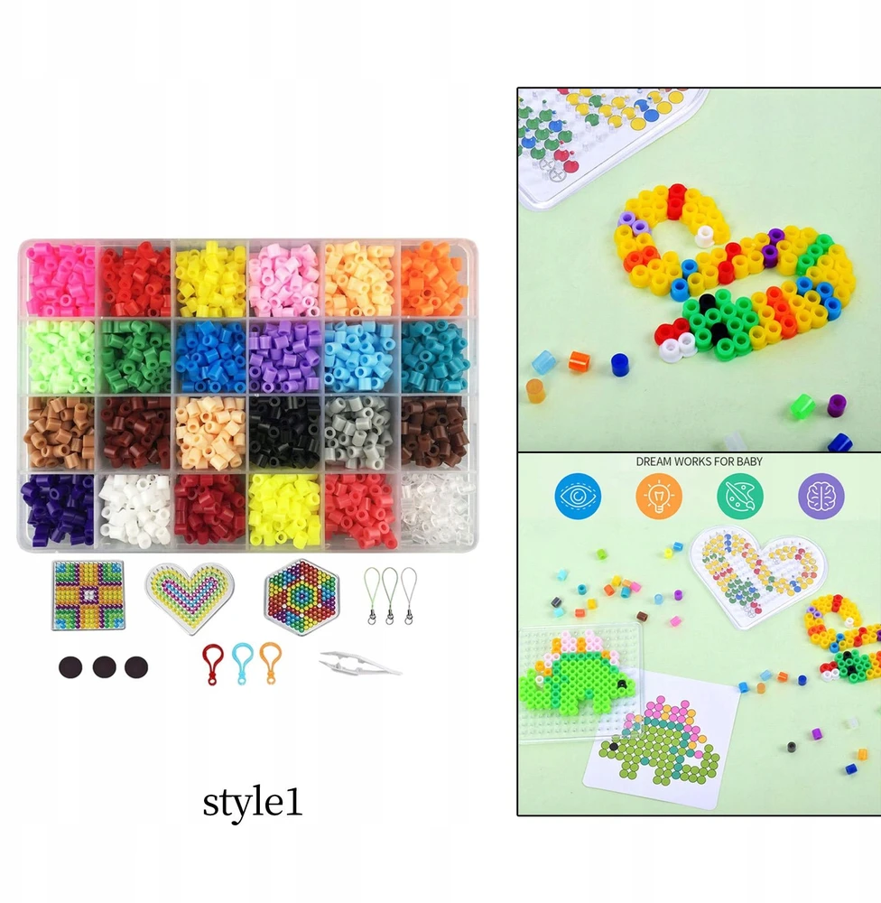 Bez Marki 24 spalvų 5 mm spalvingų Hama Perler saugiklių karoliukų rinkinys vaikams „pasidaryk pats“, 1 stilius