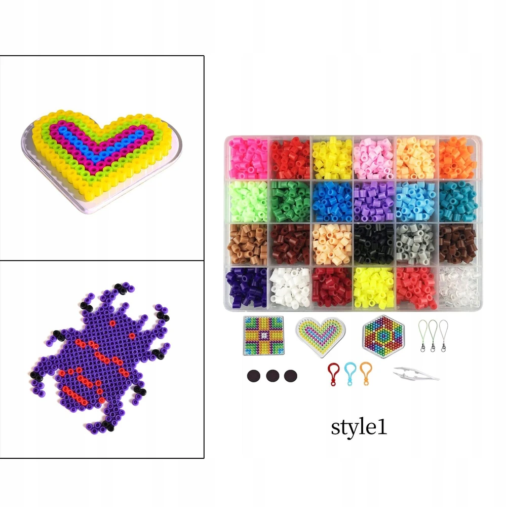 Bez Marki 24 spalvų 5 mm spalvingų Hama Perler saugiklių karoliukų rinkinys vaikams „pasidaryk pats“, 1 stilius