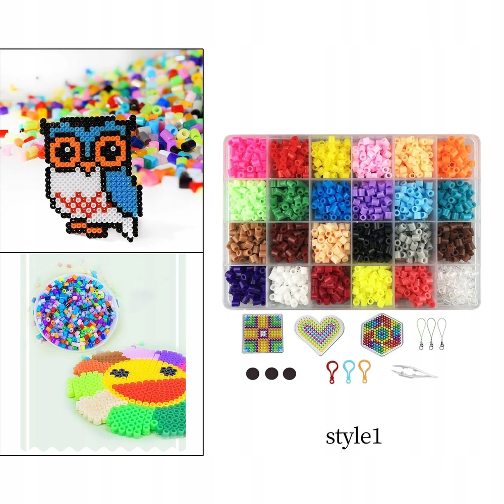 Bez Marki 24 spalvų 5 mm spalvingų Hama Perler saugiklių karoliukų rinkinys vaikams „pasidaryk pats“, 1 stilius