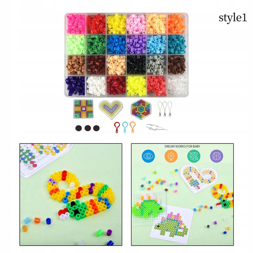 Bez Marki 24 spalvų 5 mm spalvingų Hama Perler saugiklių karoliukų rinkinys vaikams „pasidaryk pats“, 1 stilius