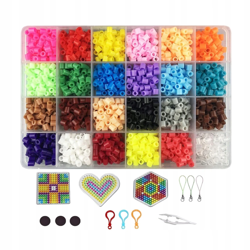 Bez Marki 24 spalvų 5 mm spalvingų Hama Perler saugiklių karoliukų rinkinys vaikams „pasidaryk pats“, 1 stilius
