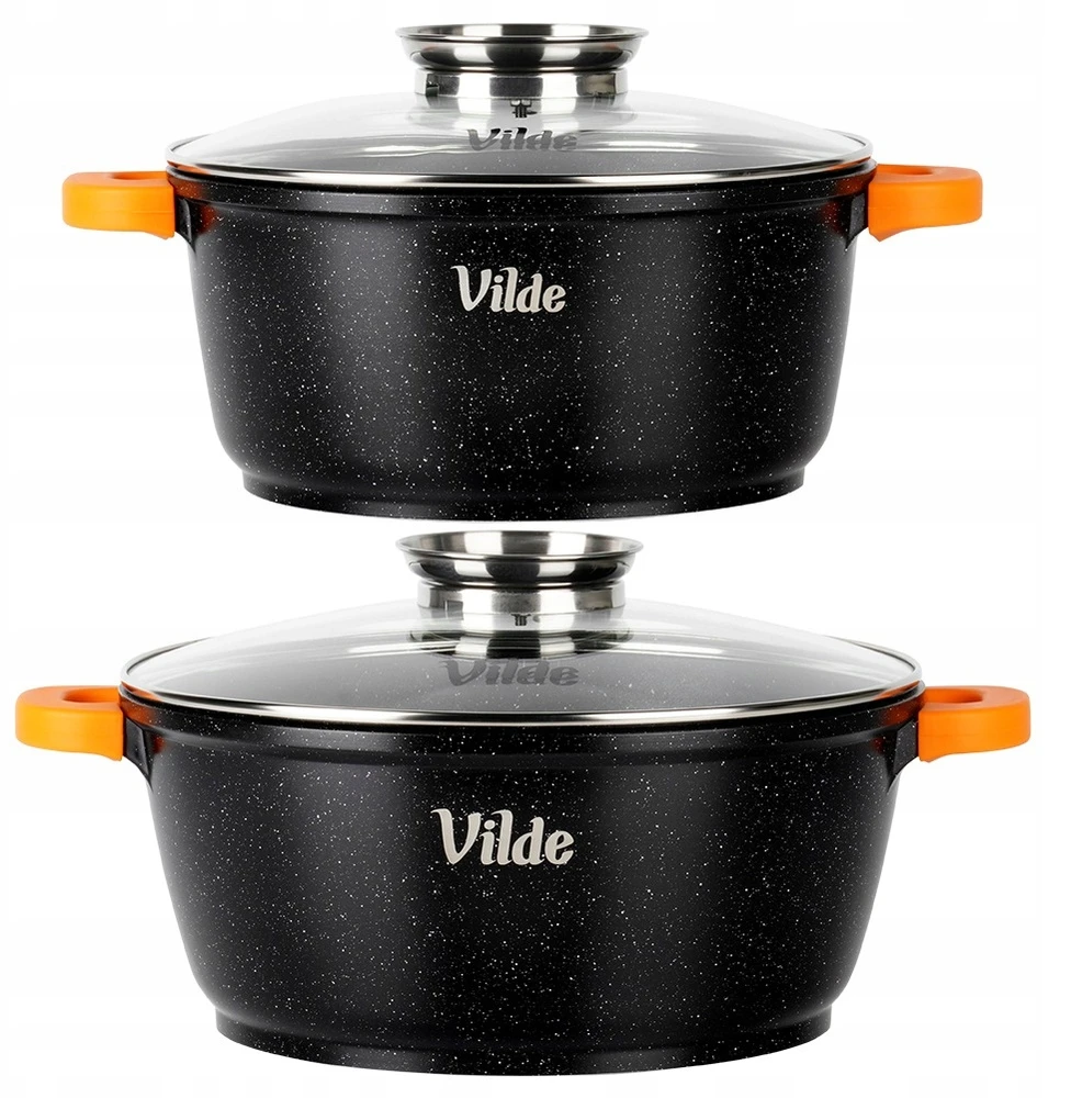 Bez Marki 2x GRANITINIAI puodų komplektas dujų indukcinių puodų VILDE 24 + 28 cm