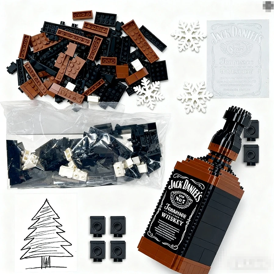 Bez Marki 3D BLOKELIAI SUAUGUSIEMS Jack Daniels BUTELIŲ KOLEKTORIAUS DEKORAVIMAS