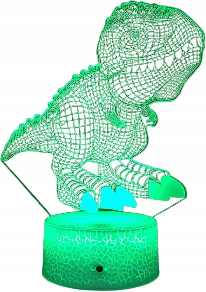Bez Marki 3D DINOZAUR + JEDNOROŻEC Naktinė lempa LED 7 USB/BATERIE + Pultas 16 KOLORÓW