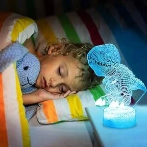 Bez Marki 3D DINOZAUR + JEDNOROŻEC Naktinė lempa LED 7 USB/BATERIE + Pultas 16 KOLORÓW