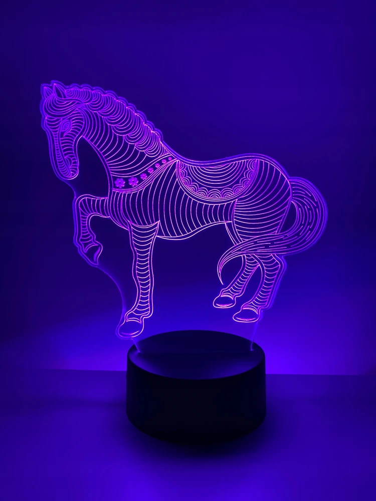 Bez Marki 3d Led Naktinė Lempa Arklys 16 Spalvų Usb Nuotolinio Valdymo Pultelis