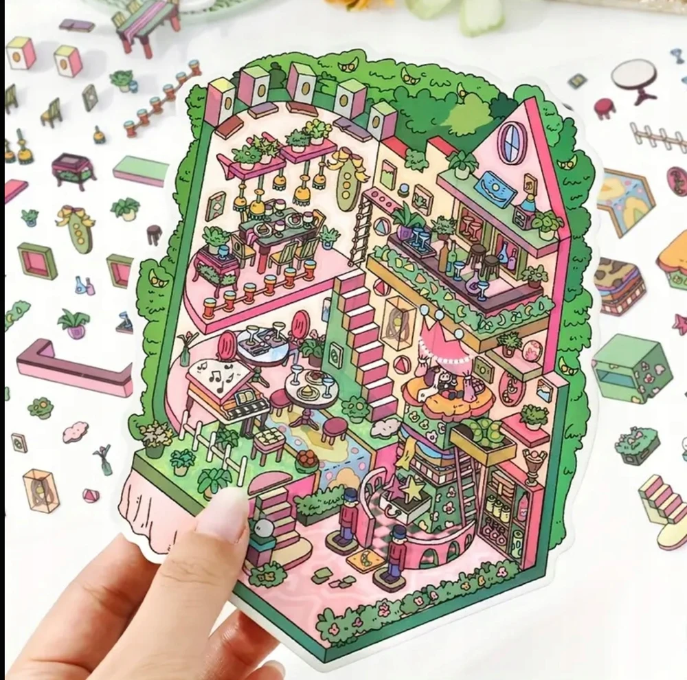 Bez Marki 3D lipdukai TIKTOK NAMAS ROOMBOX SCENE ROOM MINI WORLD HOME