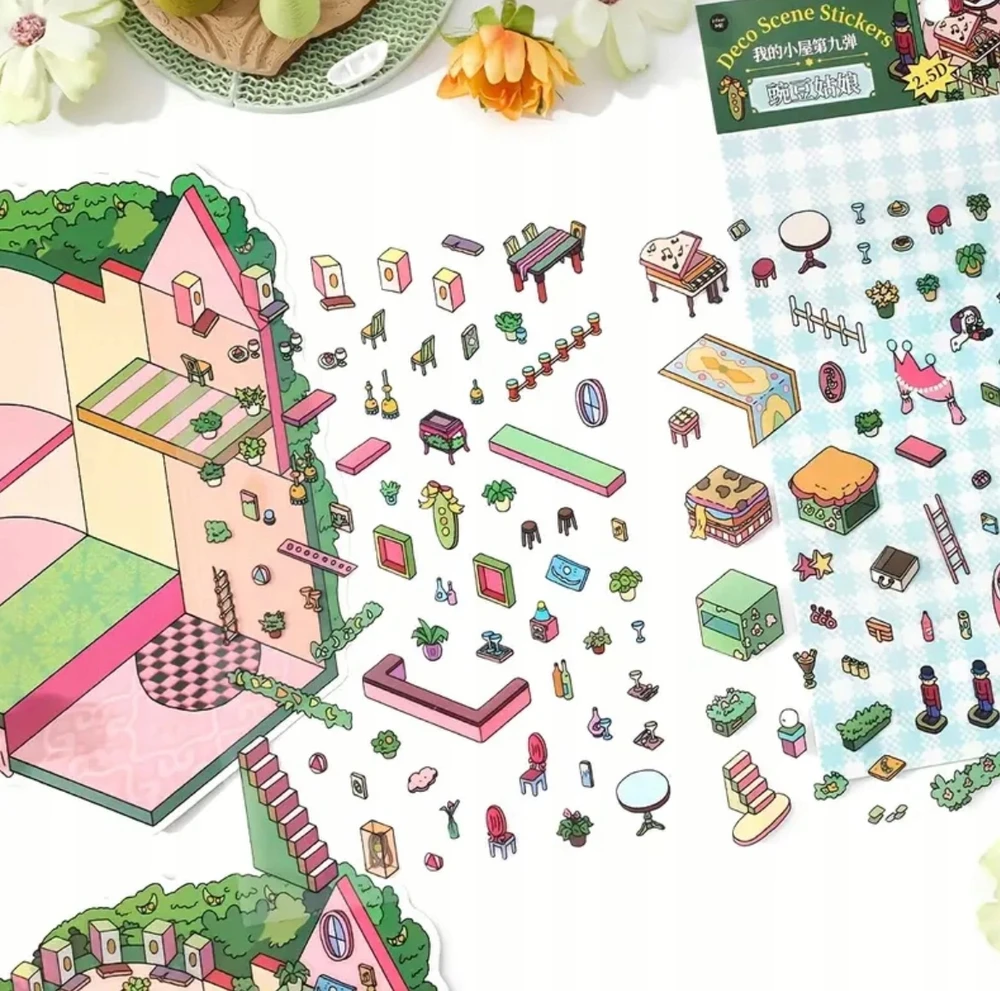 Bez Marki 3D lipdukai TIKTOK NAMAS ROOMBOX SCENE ROOM MINI WORLD HOME