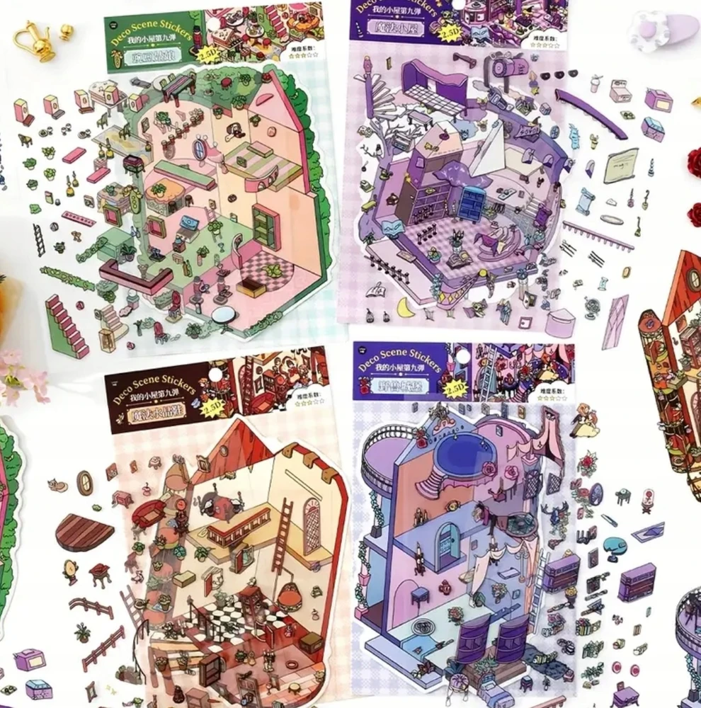 Bez Marki 3D lipdukai TIKTOK NAMAS ROOMBOX SCENE ROOM MINI WORLD HOME