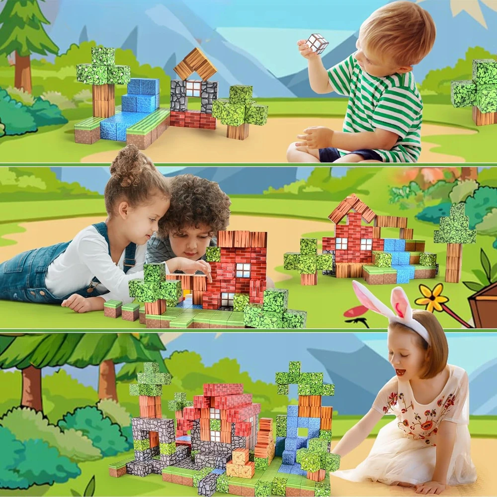 Bez Marki 3D MAGNETINIAI BLOKAI MINECRAFT LARGE STATYBINIO RINKINYS 100 EL stiliaus