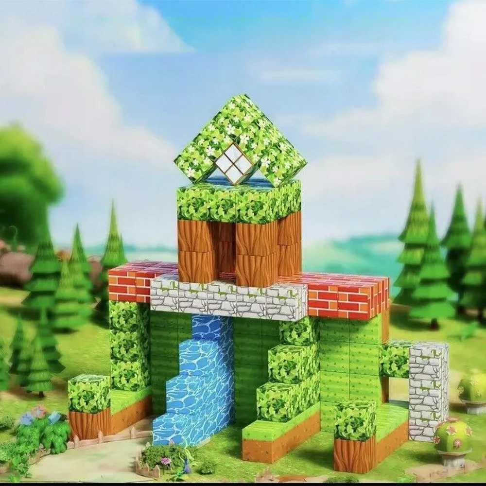 Bez Marki 3D MAGNETINIAI BLOKAI MINECRAFT LARGE STATYBINIO RINKINYS 100 EL stiliaus