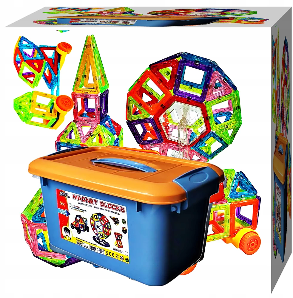 Bez Marki 3D MAGNETINIAI KONSTRUKCINIAI KLUOKLIAI VAIKAMS, UGDYMO, 128 vnt. + DOVANA