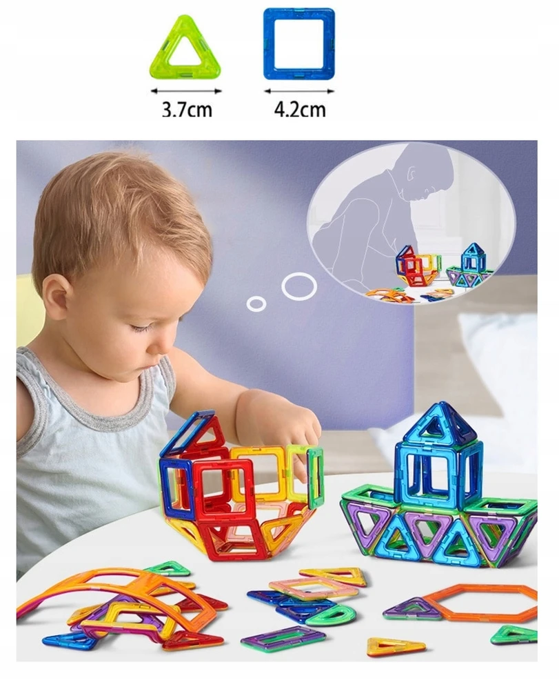 Bez Marki 3D MAGNETINIAI KONSTRUKCINIAI KLUOKLIAI VAIKAMS, UGDYMO 114 vnt. + DOVANA