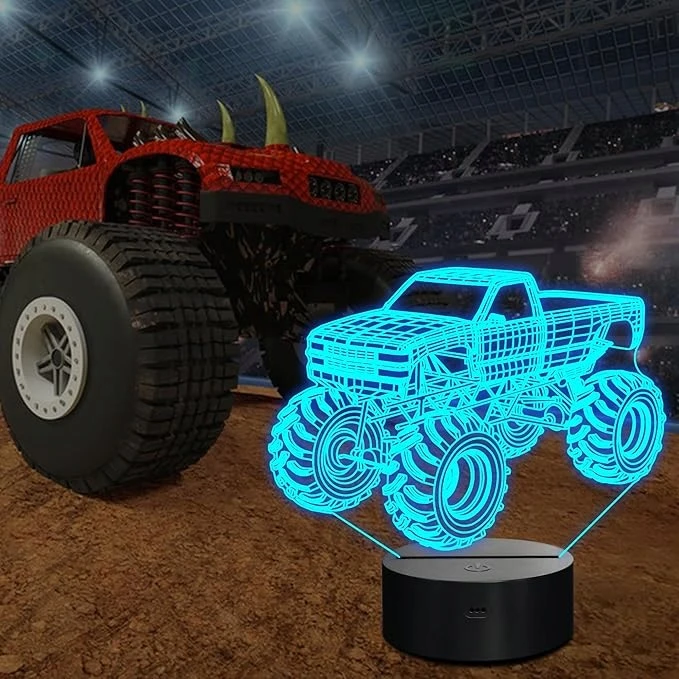 Bez Marki 3D Monster Truck LED lempa su nuotolinio valdymo pultu ir laikmačiu – 16 spalvų
