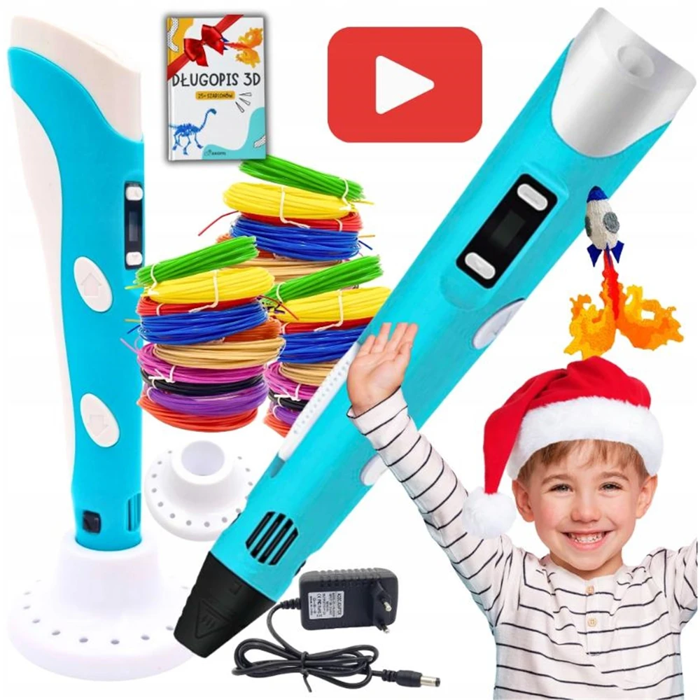 Bez Marki 3D PEN MAGIC PEN II KARTOS LED TEMPERATŪRA 1,75 mm PLA PRO
