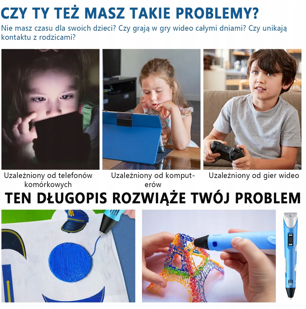 Bez Marki 3D rašiklis su 3 siūleliais (9m), 3 spalvų - puikiai tinka pradedantiesiems
