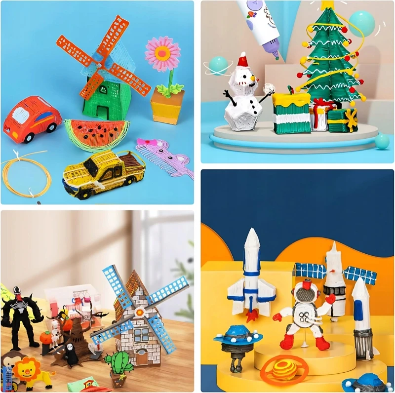 Bez Marki 3D rašiklis su spalvingais siūlais, skirtas Play Creative Learning Rožinė