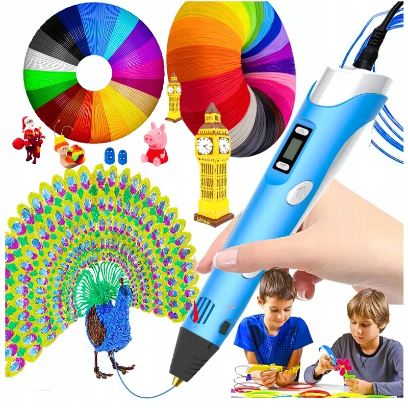 Bez Marki 3D rašiklis su spalvingais siūlais, skirtas Play Creative Learning Rožinė
