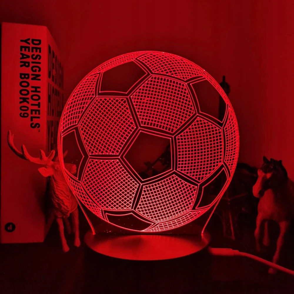 Bez Marki 3D RGB LED futbolo naktinė lempa, stalinė lempa, nuotolinio valdymo pultas, vaikams