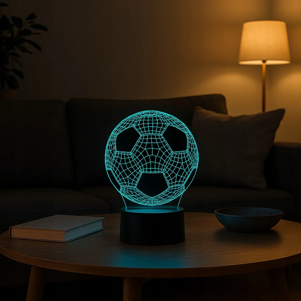 Bez Marki 3D RGB LED futbolo naktinė lempa, stalinė lempa, nuotolinio valdymo pultas, vaikams