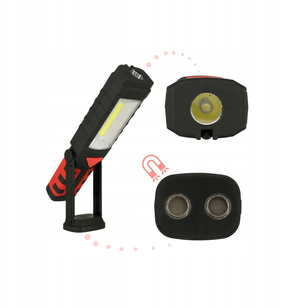 Bez Marki 3in1 LED žibintuvėlis 3W COB + 1W LED, šaltai baltas (6000K), įkraunamas