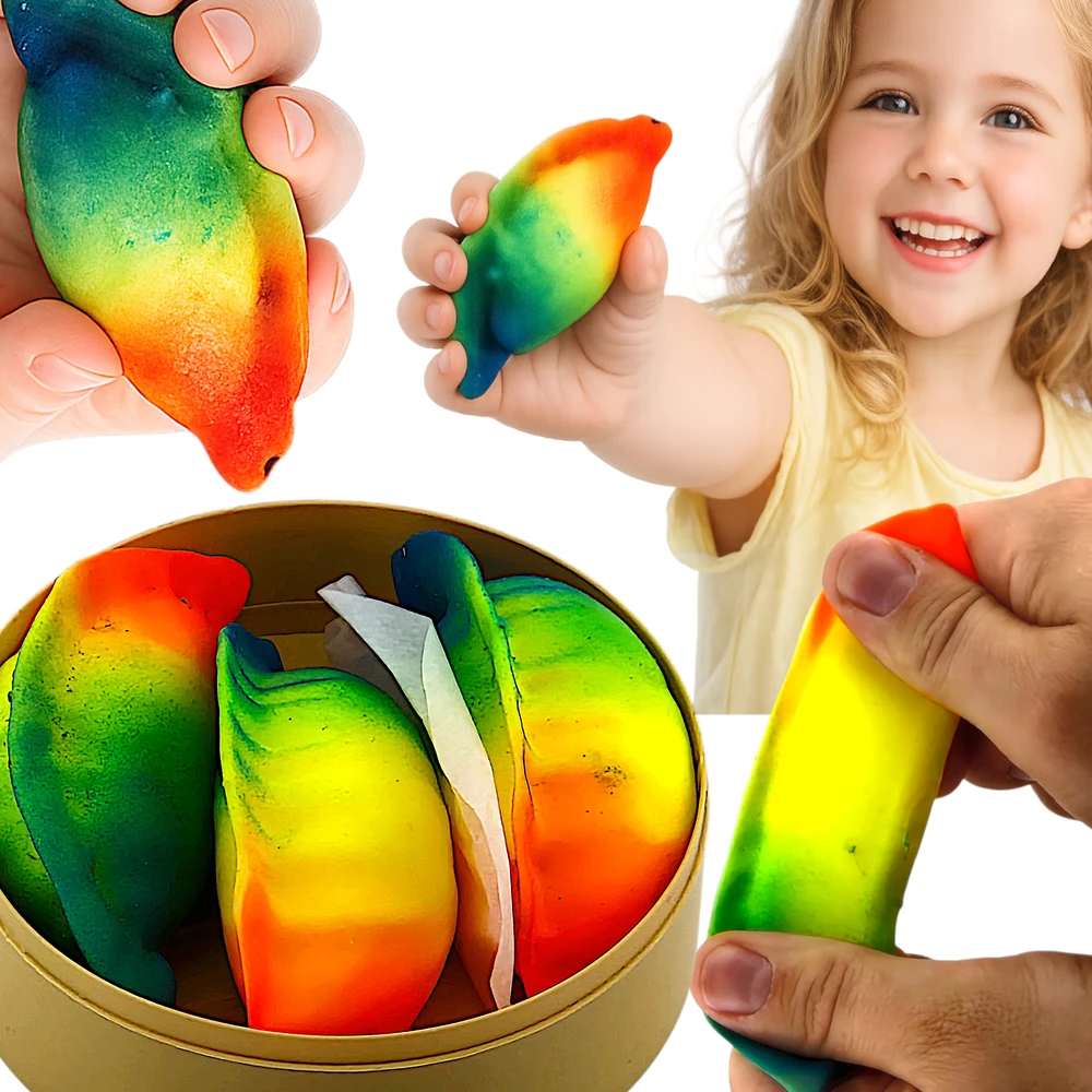 Bez Marki 3x Didelis koldūnas GNIOTEK ANTISTRESS Rainbow SQUISHY rusiškas koldūnas DUMPLINGAS