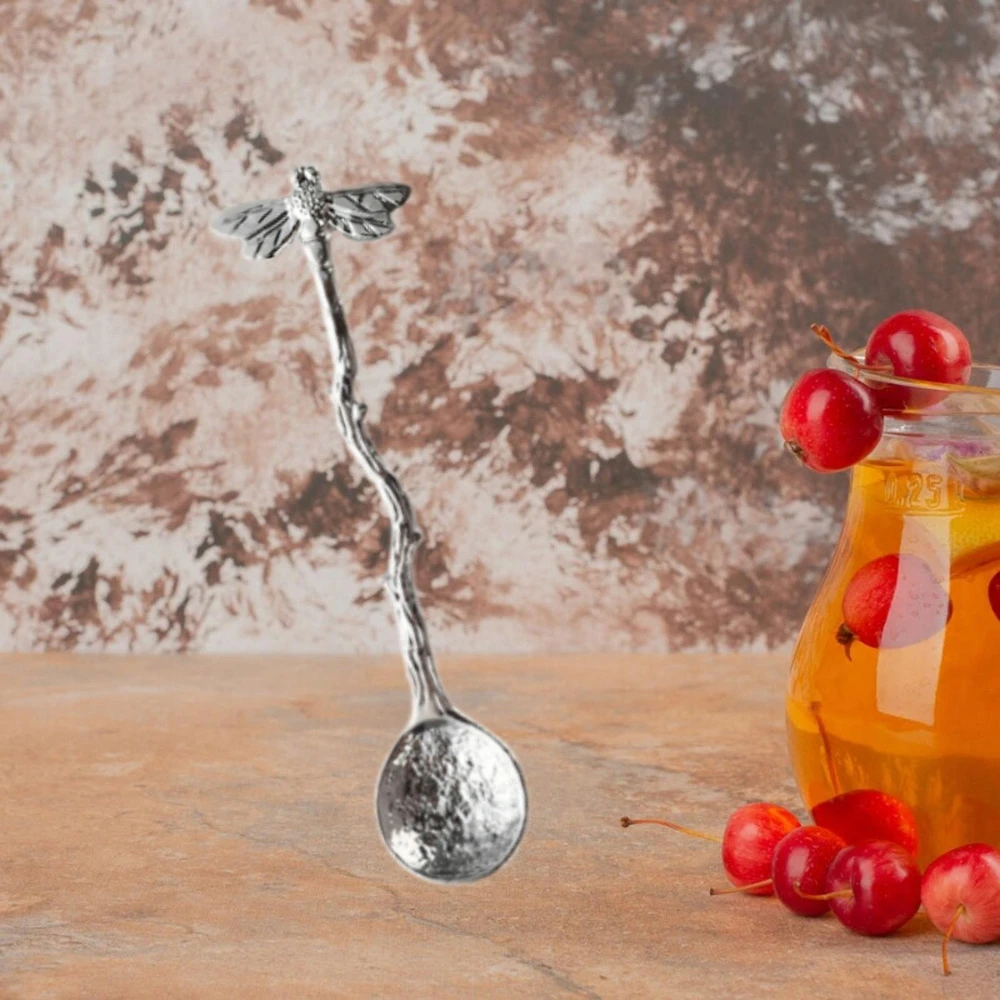 Bez Marki 4 vnt Dragonfly Spoon Arbatos šaukštelis Creative Long Handle Šaukštas Antikvarinis sidabras