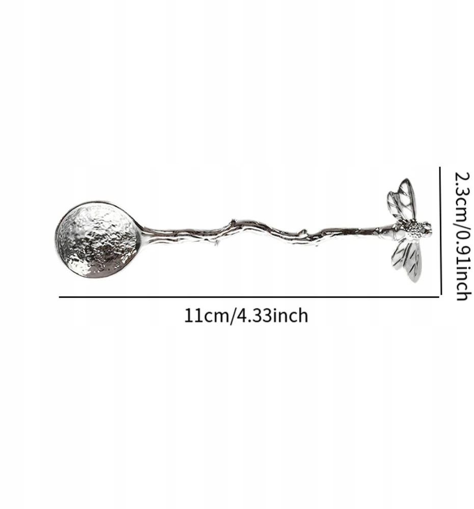 Bez Marki 4 vnt Dragonfly Spoon Arbatos šaukštelis Creative Long Handle Šaukštas Antikvarinis sidabras