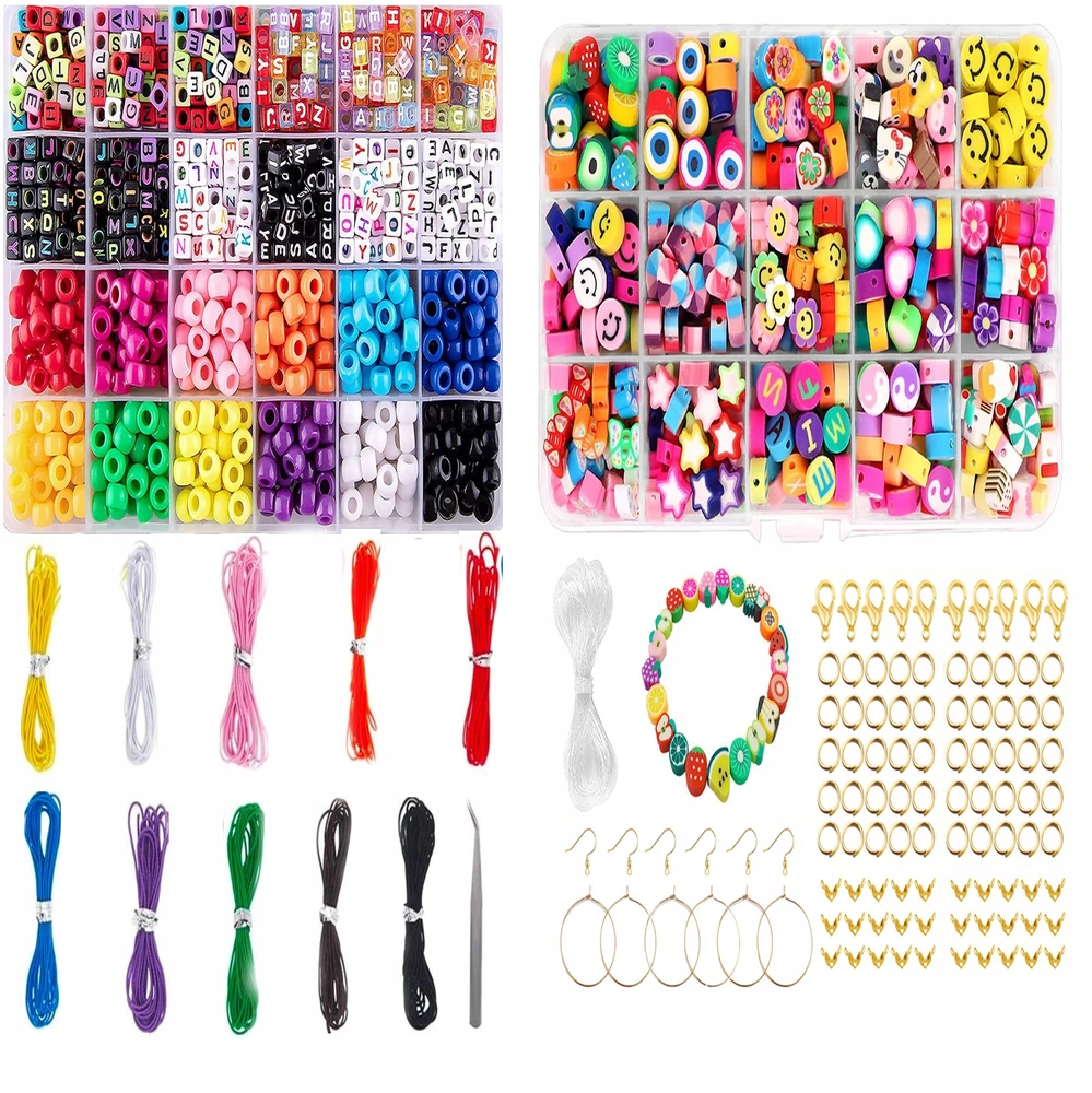 Bez Marki 4000 vnt ponių karoliukų rinkinys, 2400 vnt Rainbow Kandi karoliukų ir