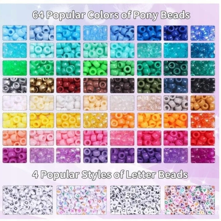 Bez Marki 4700 vnt., 72 spalvos Pony Beads Rainbow Kandi Bead for jjb set