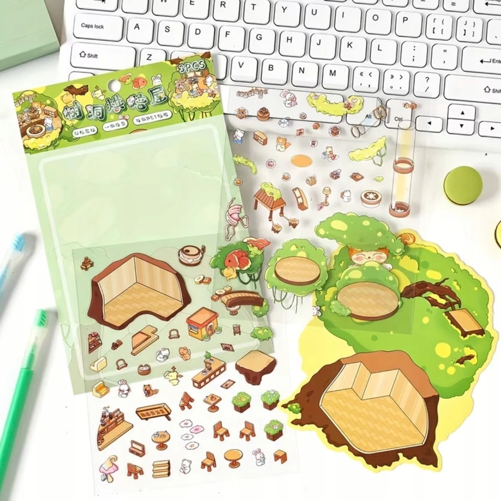 Bez Marki 4x 3d Lipdukų Rinkinys "roombox" - "pasidaryk pats" Mini Pasaulis