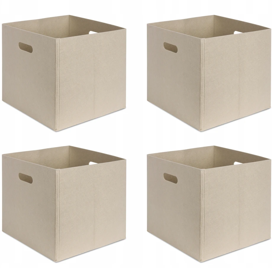 Bez Marki 4x ORGANIZER FILCOWY BEŻOWY PUDEŁKO POJEMNIK NA ZABAWKI KALLAX 30x30x30cm
