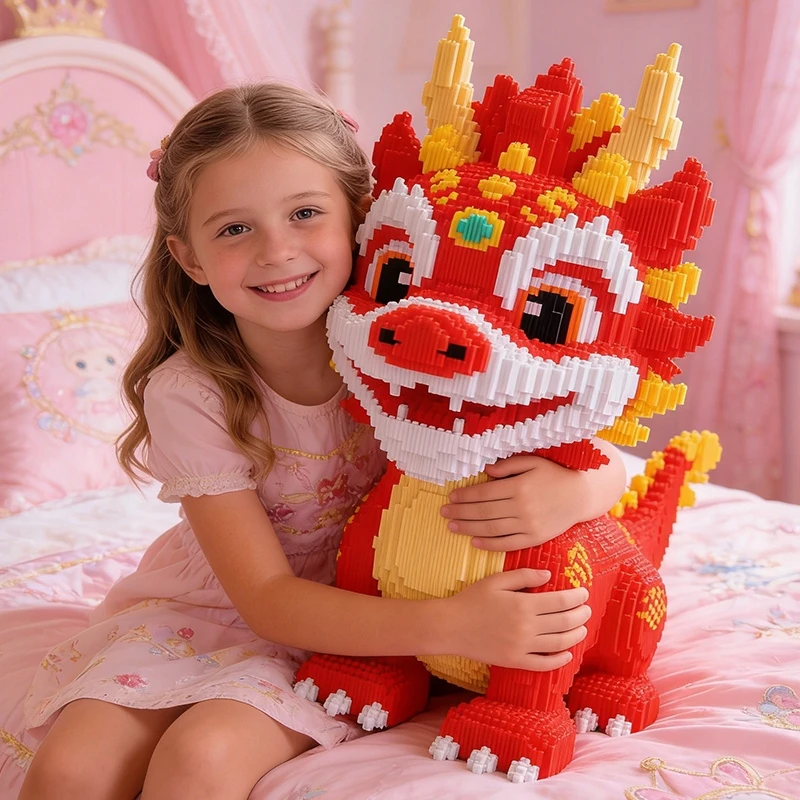 Bez Marki 5000 vienetų „Fire Dragon“ statybiniai blokai „pasidaryk pats“ dovanai