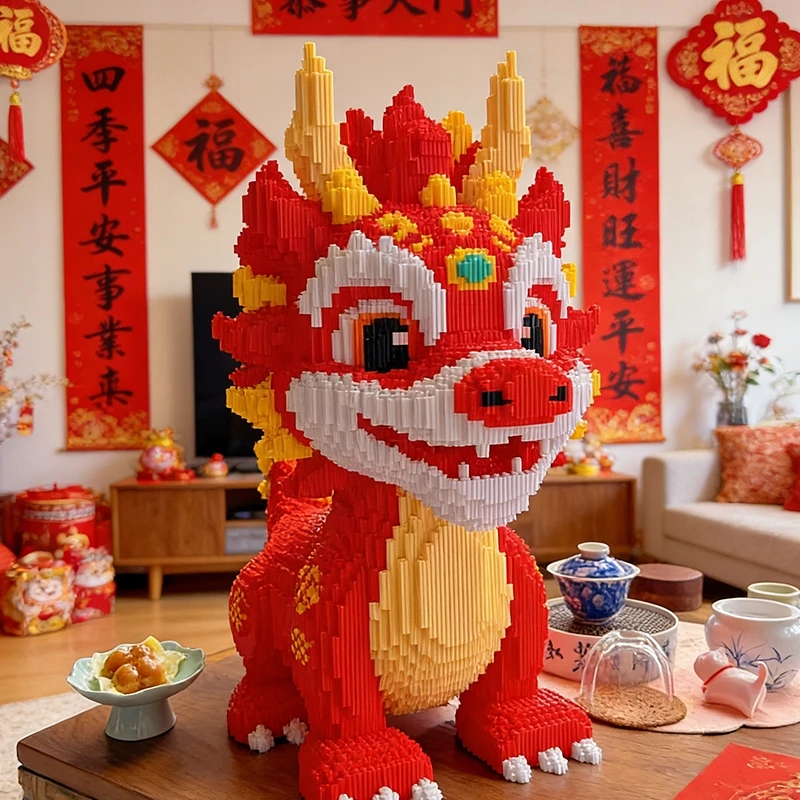 Bez Marki 5000 vienetų „Fire Dragon“ statybiniai blokai „pasidaryk pats“ dovanai