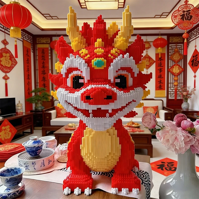 Bez Marki 5000 vienetų „Fire Dragon“ statybiniai blokai „pasidaryk pats“ dovanai