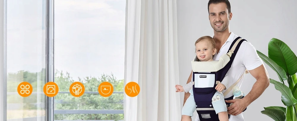 Bez Marki 6in1 nešioklė klubams, ergonomiška, 25kg, 0-36 mėn