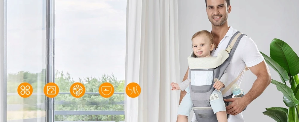 Bez Marki 6in1 nešioklė klubams, ergonomiška, 25kg, 0-36 mėn