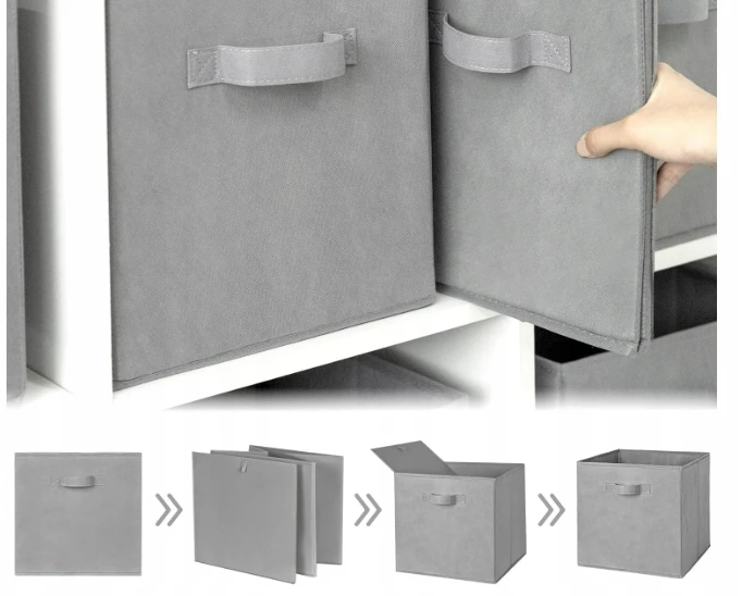 Bez Marki 6x PUDEŁKA NA ZABAWKI DZIECIĘCE SKRZYNKI 33x33 CM ORGANIZERY SKŁADANE DUŻE