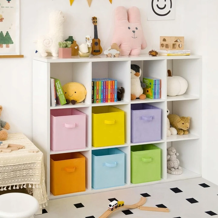 Bez Marki 6x PUDEŁKA NA ZABAWKI DZIECIĘCE SKRZYNKI 27x27 CM DUŻE ORGANIZERY SKŁADANE
