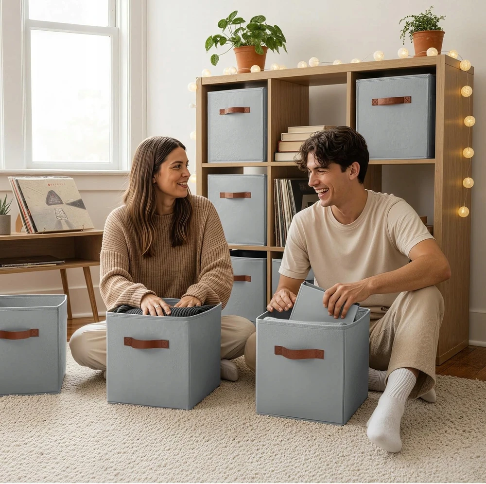 Bez Marki 6x PUDEŁKA NA ZABAWKI DZIECIĘCE SKRZYNKI 27x27 CM ORGANIZERY SKŁADANE DUŻE